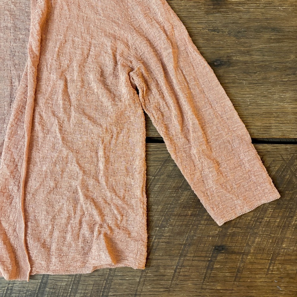 Eileen Fisher Organic Linen Blend Open-Front Cropped Cardigan Coral Size M - Picture 5 of 7
